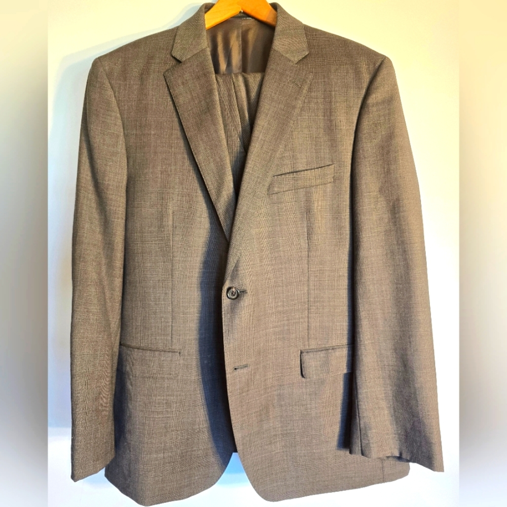 LAUREN RALPH LAUREN MEN'S MACY'S STORE THREE PIECE SUIT BROWN PLAID SIZE 44R
